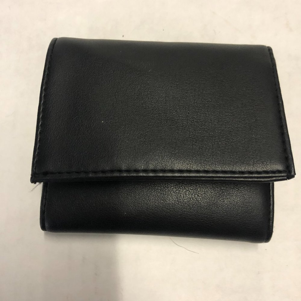 French Connection Black Faux Leather Tri Fold Wallet New